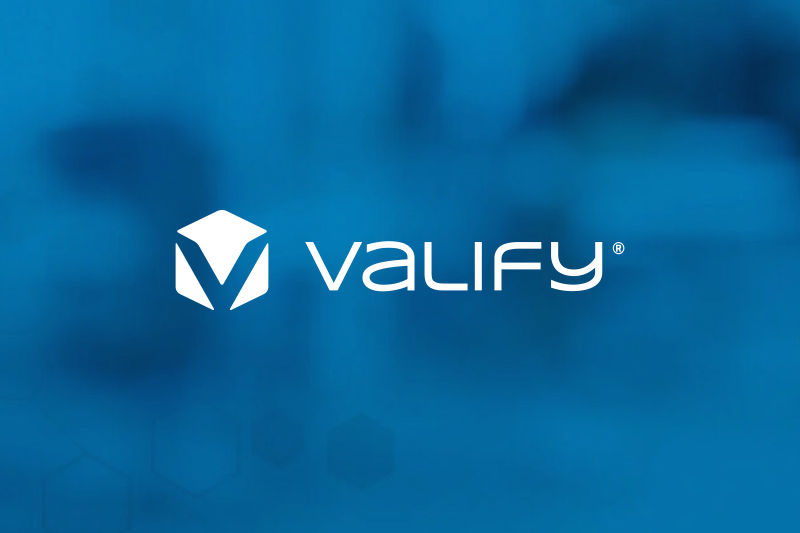 Valify logo on blue background